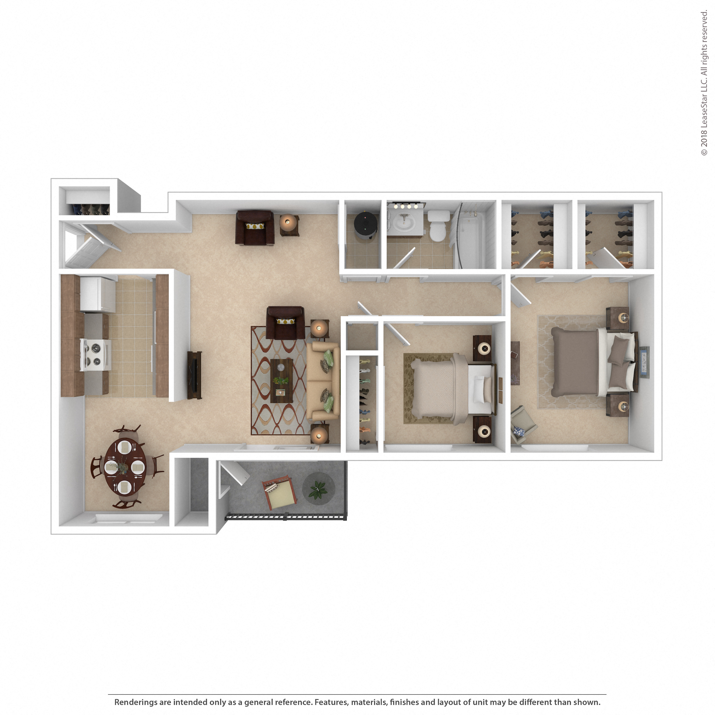 Floor plan for 2 beds, 1 bath